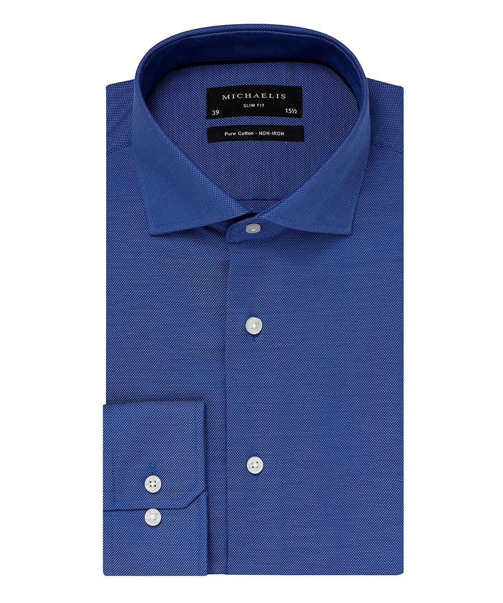 Overhemd blauw cutaway boord 100% non-iron - Maastricht