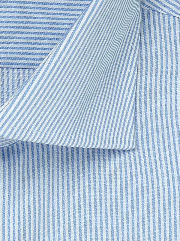 Overhemd lichtblauw streep cutaway boord 100% katoen non-iron detail
