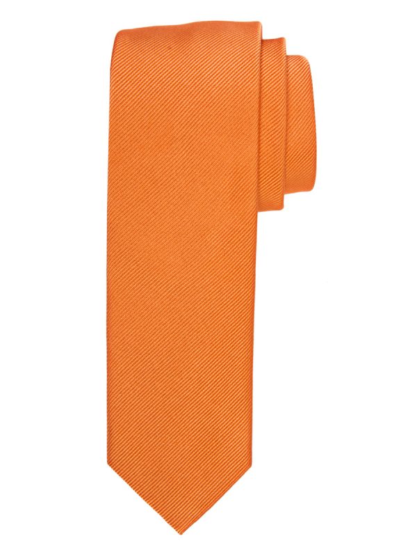 Stropdas zuiver zijde streep uni oranje