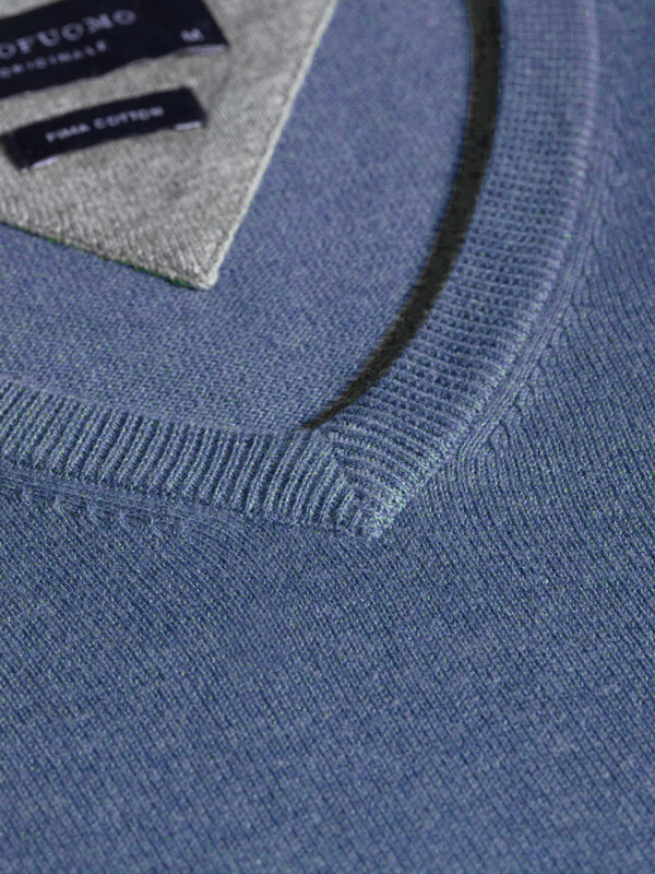 V-Hals trui katoen jeans blue detail
